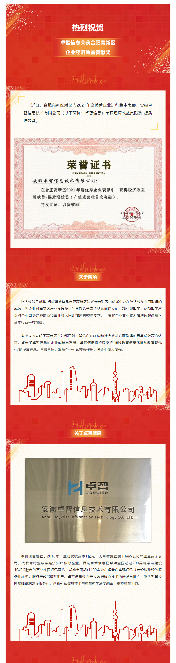 熱烈祝賀!私人影院在线观看免费信息榮獲合肥高新區企業經濟效益貢獻獎.png